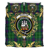 Duncan Tartan Crest Bedding Set - Golden Thistle Style